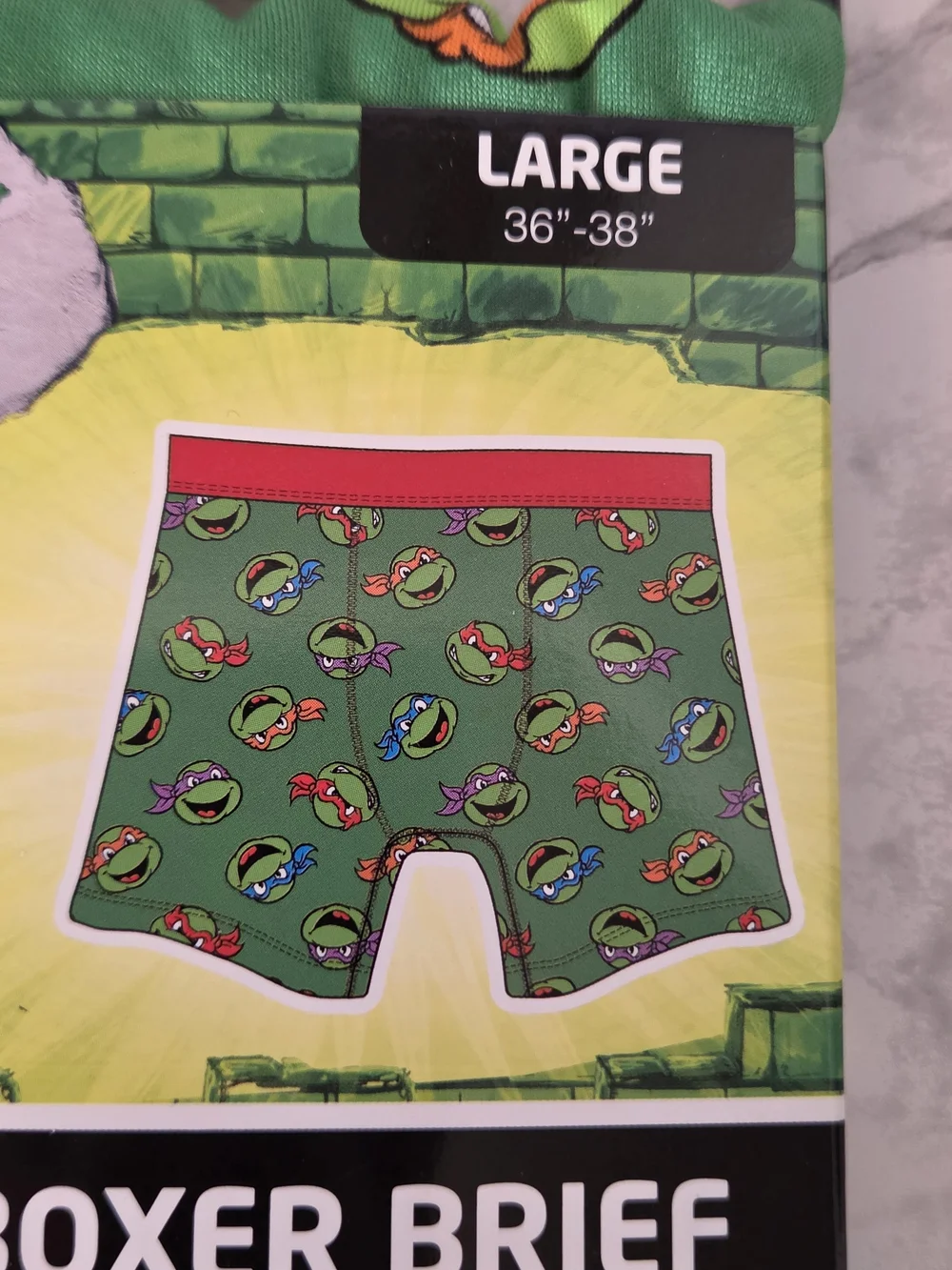Teenage Mutant Ninja Turtles Green & Red Men’s Boxer Briefs - Large